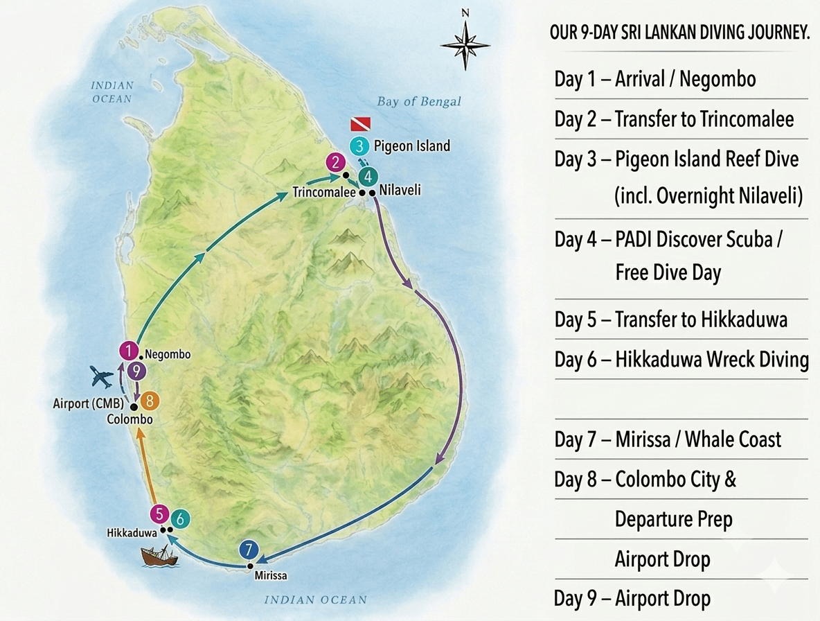 Route map for beScuba